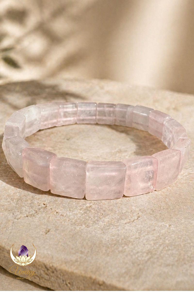 Pembe Kuvars Rolex Kesim Bileklik
